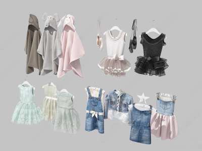 现代童装服饰3D模型下载